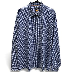 Orvis Men's Blue and White Gingham Button Down Long Sleeve Shirt Size:XL